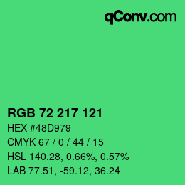 Color code: RGB 72 217 121 | qconv.com