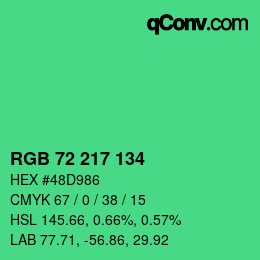カラーコード: RGB 72 217 134 | qconv.com