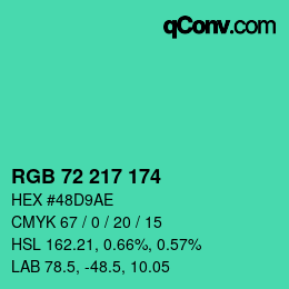 Color code: RGB 72 217 174 | qconv.com