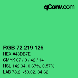颜色代码: RGB 72 219 126 | qconv.com