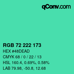Color code: RGB 72 222 173 | qconv.com