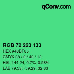 Color code: RGB 72 223 133 | qconv.com