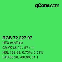 Color code: RGB 72 227 97 | qconv.com