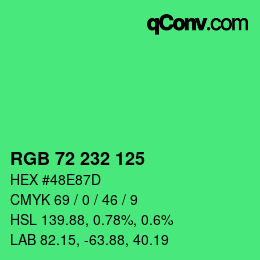 Color code: RGB 72 232 125 | qconv.com