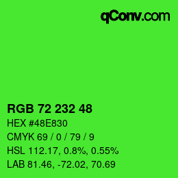 Color code: RGB 72 232 48 | qconv.com