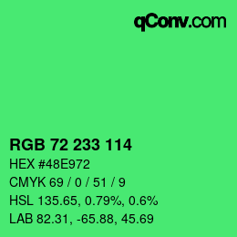 Color code: RGB 72 233 114 | qconv.com