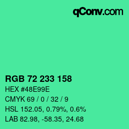 Color code: RGB 72 233 158 | qconv.com