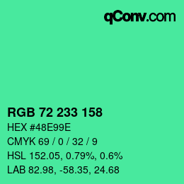 Color code: RGB 72 233 158 | qconv.com