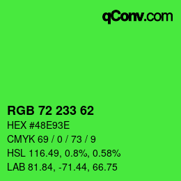 Color code: RGB 72 233 62 | qconv.com