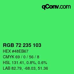 Color code: RGB 72 235 103 | qconv.com