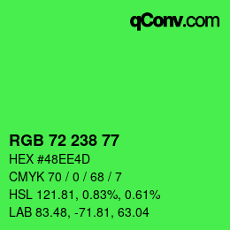 Color code: RGB 72 238 77 | qconv.com