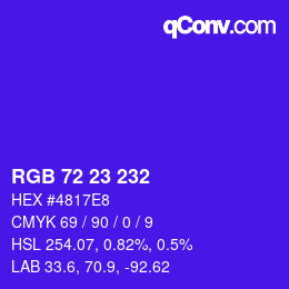 Color code: RGB 72 23 232 | qconv.com