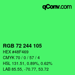 Farbcode: RGB 72 244 105 | qconv.com