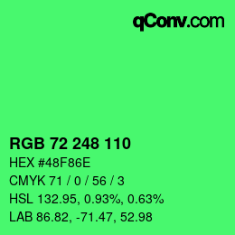 Color code: RGB 72 248 110 | qconv.com