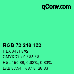 Color code: RGB 72 248 162 | qconv.com