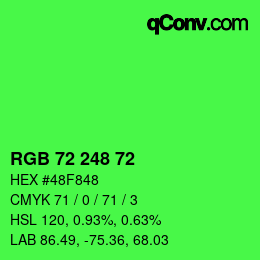 Color code: RGB 72 248 72 | qconv.com