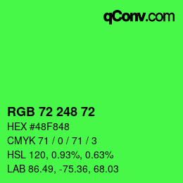 カラーコード: RGB 72 248 72 | qconv.com