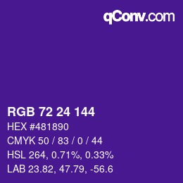 颜色代码: RGB 72 24 144 | qconv.com