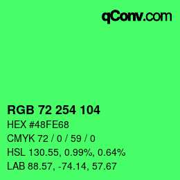 Color code: RGB 72 254 104 | qconv.com