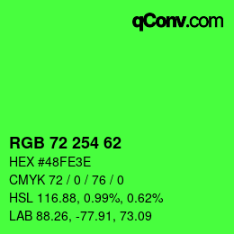 Color code: RGB 72 254 62 | qconv.com