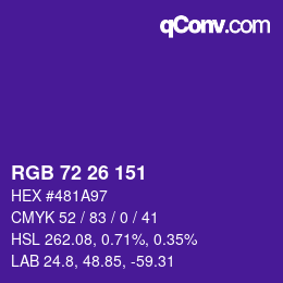 Color code: RGB 72 26 151 | qconv.com