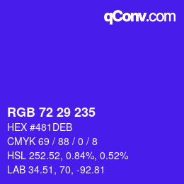 Color code: RGB 72 29 235 | qconv.com