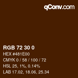 Color code: RGB 72 30 0 | qconv.com