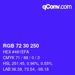颜色代码: RGB 72 30 250 | qconv.com