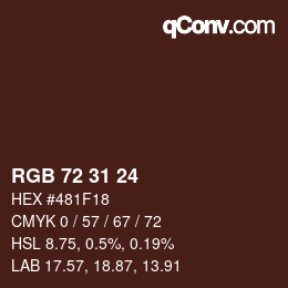 Color code: RGB 72 31 24 | qconv.com