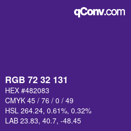 Color code: RGB 72 32 131 | qconv.com