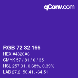 Color code: RGB 72 32 166 | qconv.com