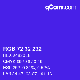 カラーコード: RGB 72 32 232 | qconv.com