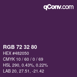 颜色代码: RGB 72 32 80 | qconv.com