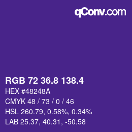 カラーコード: RGB 72 36.8 138.4 | qconv.com
