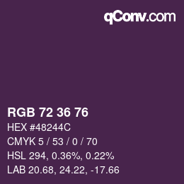 Color code: RGB 72 36 76 | qconv.com