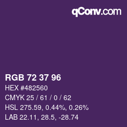 Código de color: RGB 72 37 96 | qconv.com