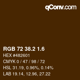 カラーコード: RGB 72 38.2 1.6 | qconv.com