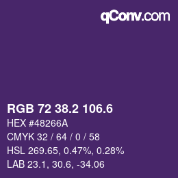 カラーコード: RGB 72 38.2 106.6 | qconv.com