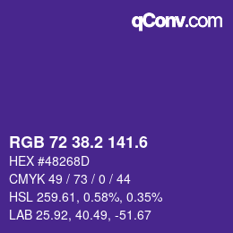 カラーコード: RGB 72 38.2 141.6 | qconv.com