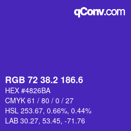 カラーコード: RGB 72 38.2 186.6 | qconv.com