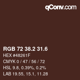 カラーコード: RGB 72 38.2 31.6 | qconv.com