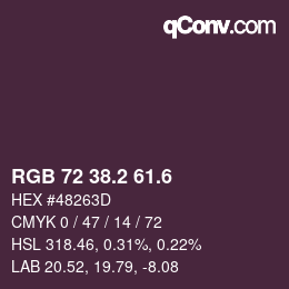 カラーコード: RGB 72 38.2 61.6 | qconv.com