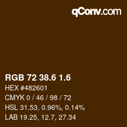 カラーコード: RGB 72 38.6 1.6 | qconv.com