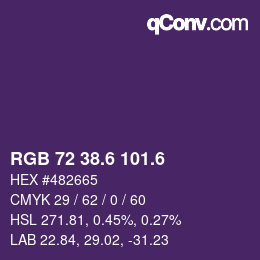 カラーコード: RGB 72 38.6 101.6 | qconv.com