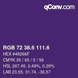 カラーコード: RGB 72 38.6 111.6 | qconv.com