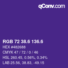カラーコード: RGB 72 38.6 136.6 | qconv.com