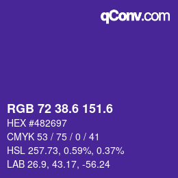 カラーコード: RGB 72 38.6 151.6 | qconv.com