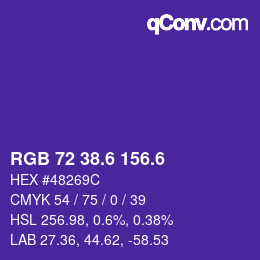 カラーコード: RGB 72 38.6 156.6 | qconv.com