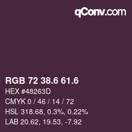 カラーコード: RGB 72 38.6 61.6 | qconv.com