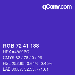 Color code: RGB 72 41 188 | qconv.com